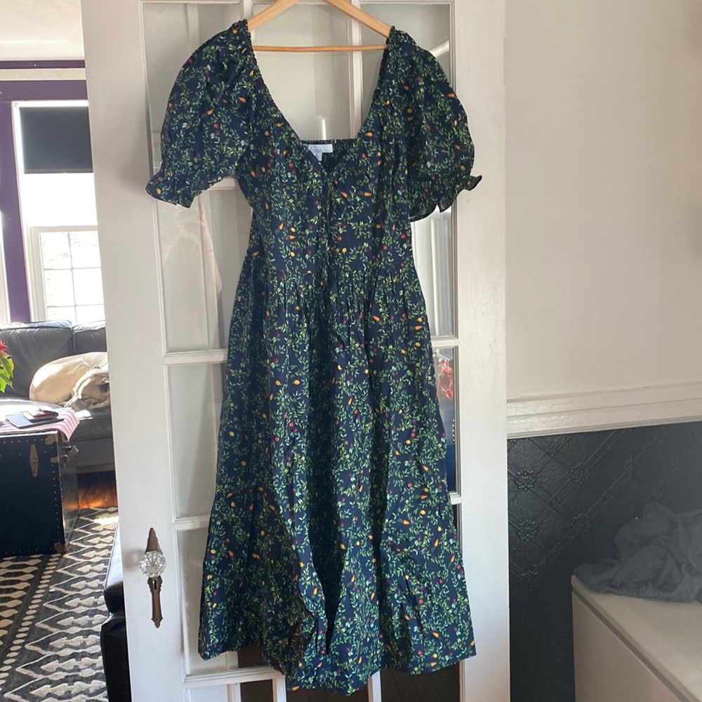 Hill house chore/garden dress with vegetable print